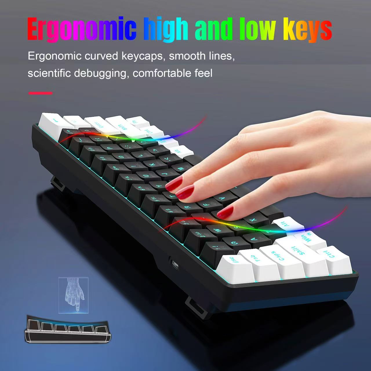 60% Mechanical Keyboard, Gamin - Keyboard Gaming Blue Switch ulasan dan harga