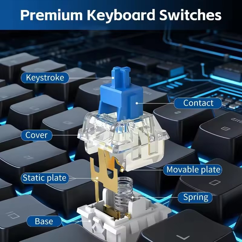 10/30Pcs 3Pin Replacement Mech - Keyboard Gaming Blue Switch ulasan dan harga